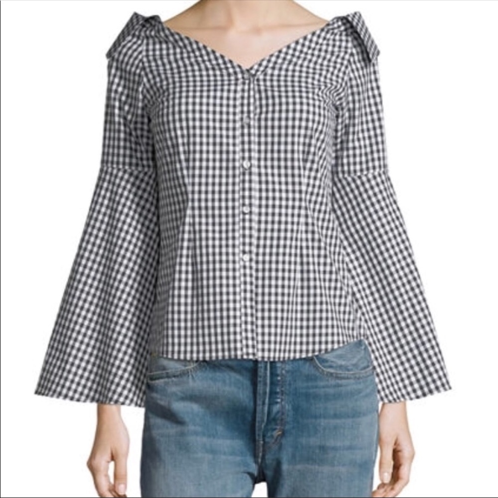 Romeo and Juliet gingham bell sleeve top medium